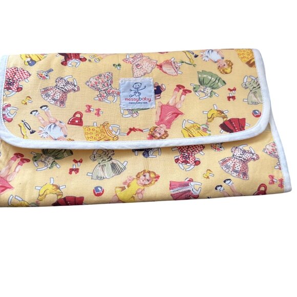Messy Baby Diaper Bag & Changing Mat Set - Vintage Style Yellow Print - Picture 2 of 9